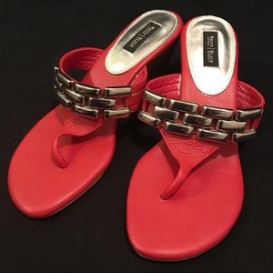 NWOT WHBM leather wedge thong sandal with studs